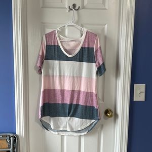 LuLaRoe v-neck stripped shirt, oversized medium but more like large or xl